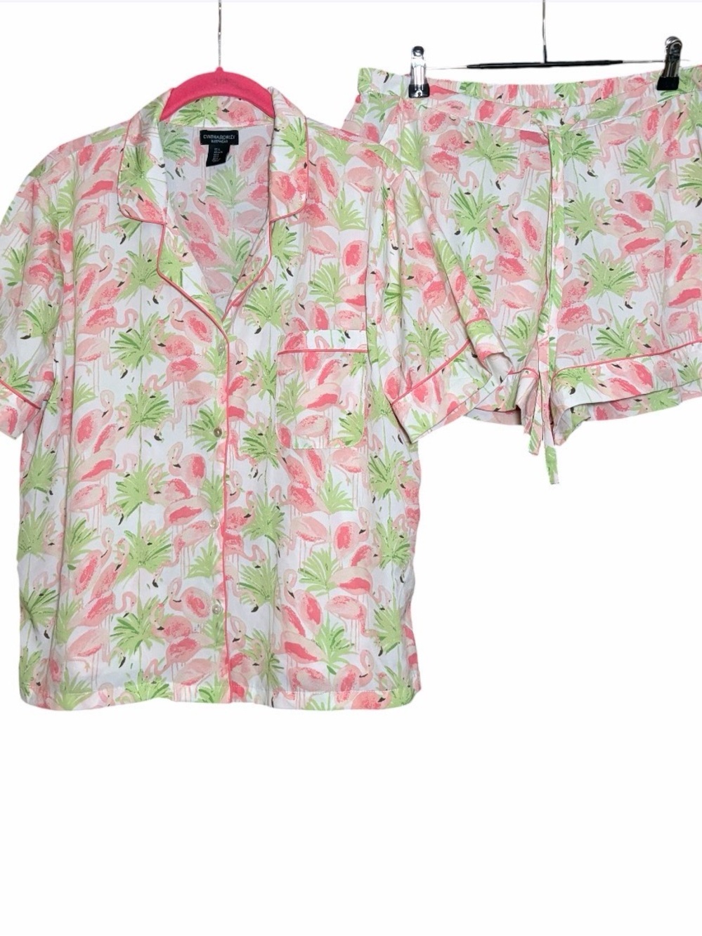 Cynthia Rowley Pink Flamingo Pajama Set Large Tropical Coastal